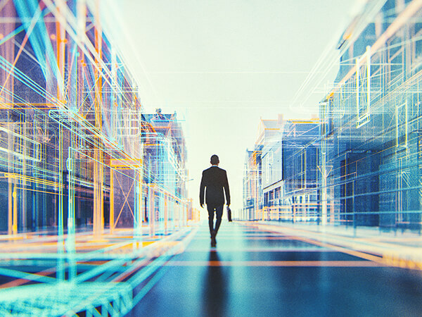 Business SD WAN Features 600x450 Business man walking down a road with neon lights all over