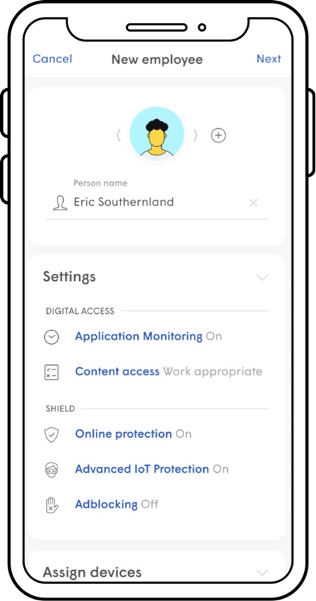Customize network app screen
