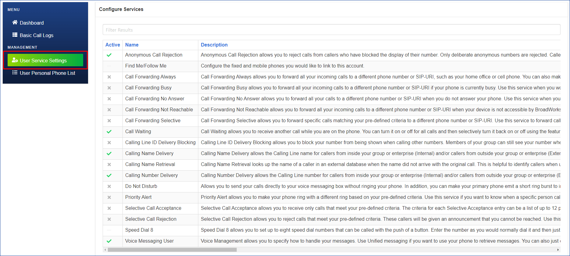 Configure calling features