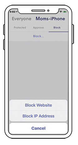 Block a website for a device on app