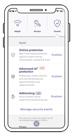 Security settings on app