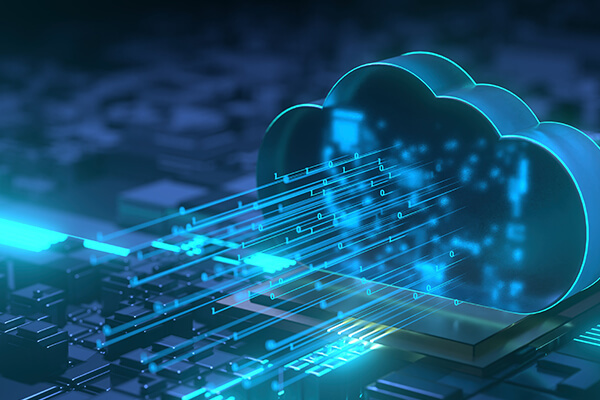 Business Cloud Firewall Sub Hero 600x400 Neon blue cloud figurine shooting rays of blue lights