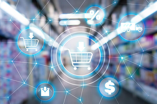 Abstract of e-commerce with shopping cart and money sign