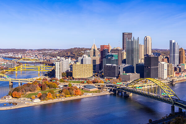 Skyline view of a city in Pennsylvania