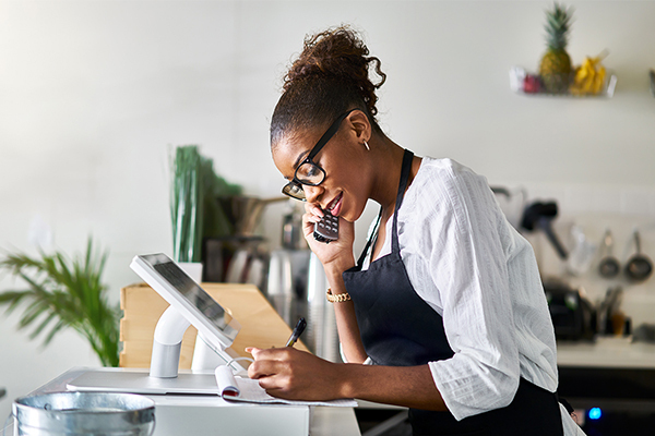 Office worker on phone.