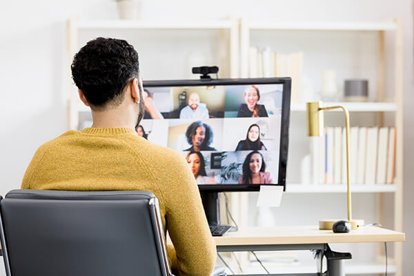 Business Remote Workers Sub Hero 600x400 Remote worker on a video conference call