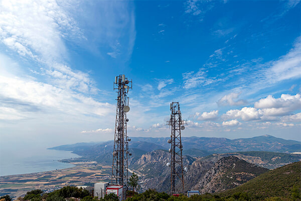 Costal area with a view of cell towers