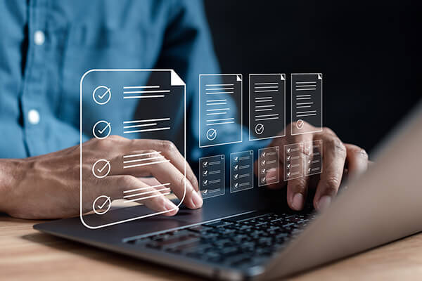 Wholesale Customer Documentation Sub Hero 600x400 Abstract 3-D of information coming from laptop