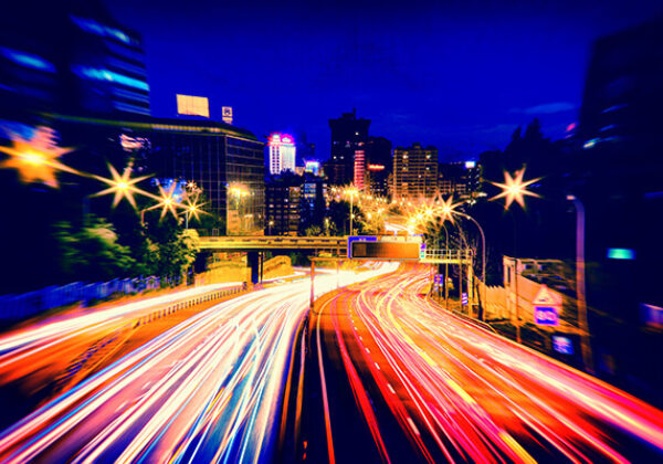 Streets light up with bright neon colors