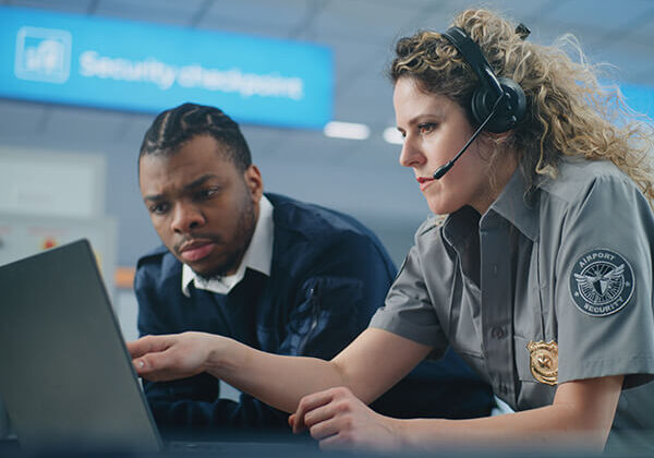Business Emergency services Sub Hero 600x450 Emergency service workers looking at a computer