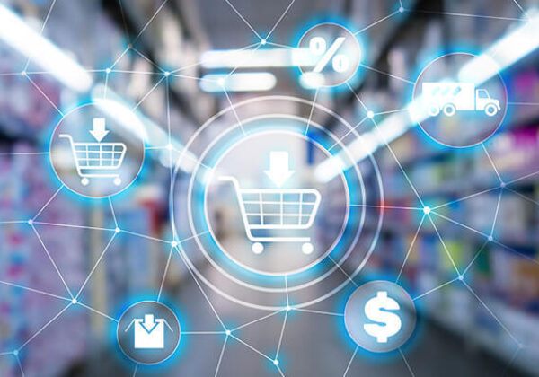 Abstract of e-commerce with shopping cart and money sign