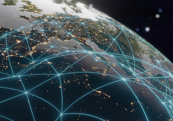 Business Multi Site Enterprise Sub Hero 600x400 Abstract of dots and lines connecting above the earth
