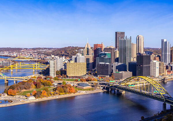 Skyline view of a city in Pennsylvania