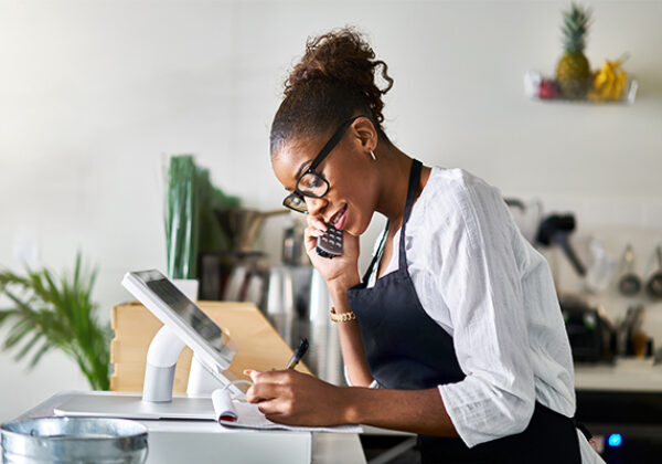 Office worker on phone.