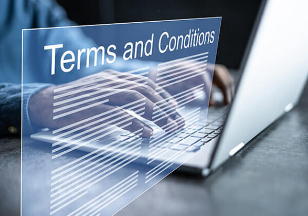 3-D of Terms and Conditions coming from computer screen