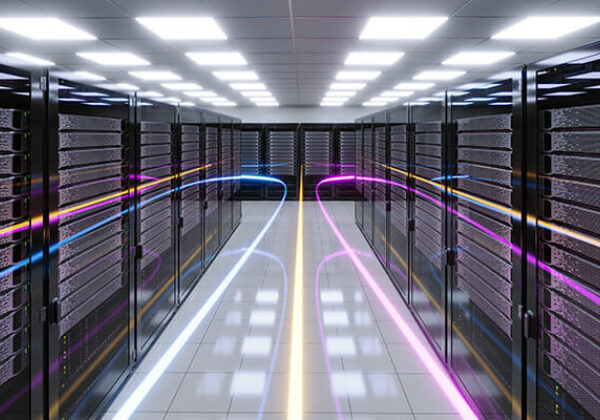 Wholesale Wavelenghts Hero 600x400 Data center room with swirls of neon lights