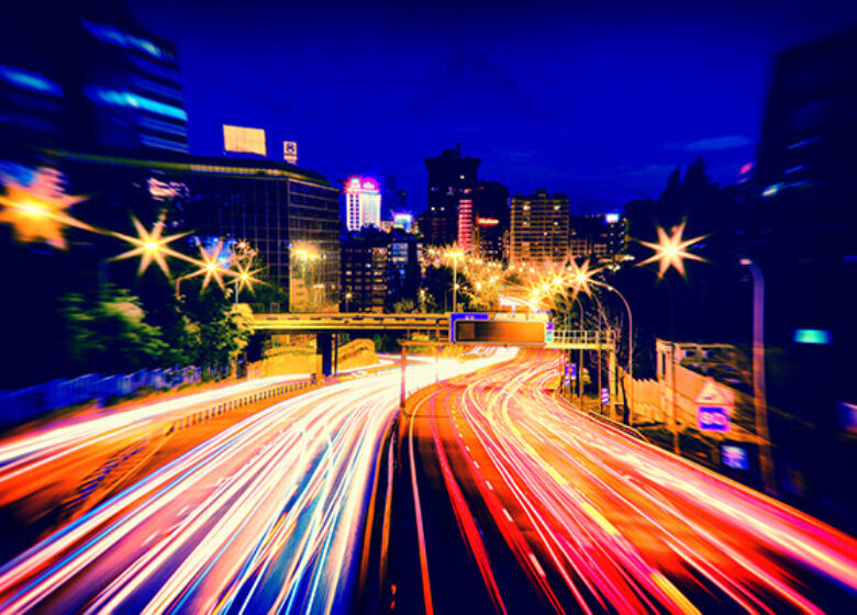 Streets light up with bright neon colors