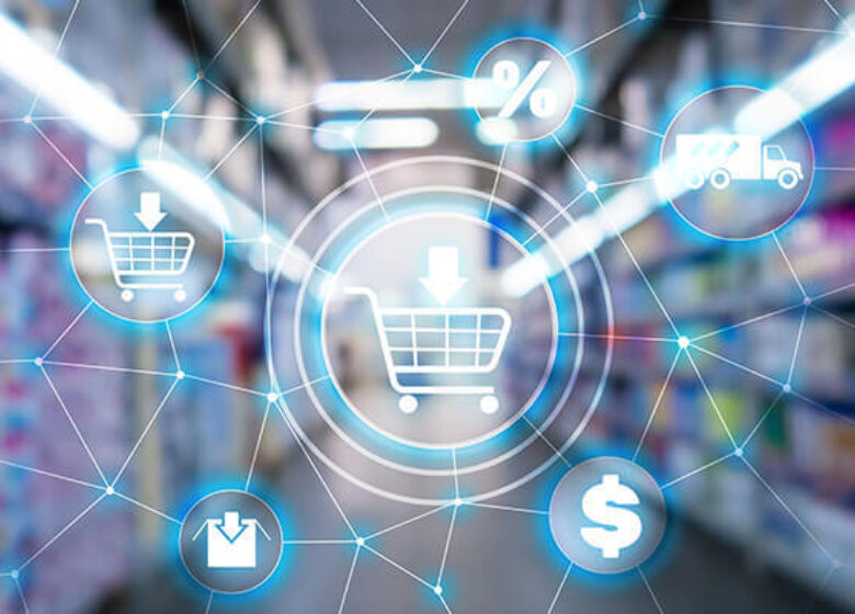 Abstract of e-commerce with shopping cart and money sign