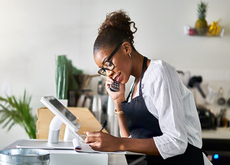 Office worker on phone.