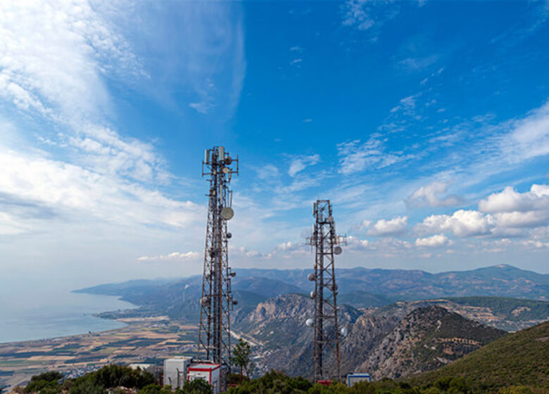 Costal area with a view of cell towers