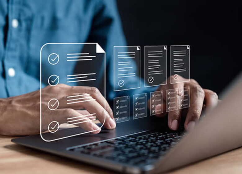 Wholesale Customer Documentation Sub Hero 600x400 Abstract 3-D of information coming from laptop